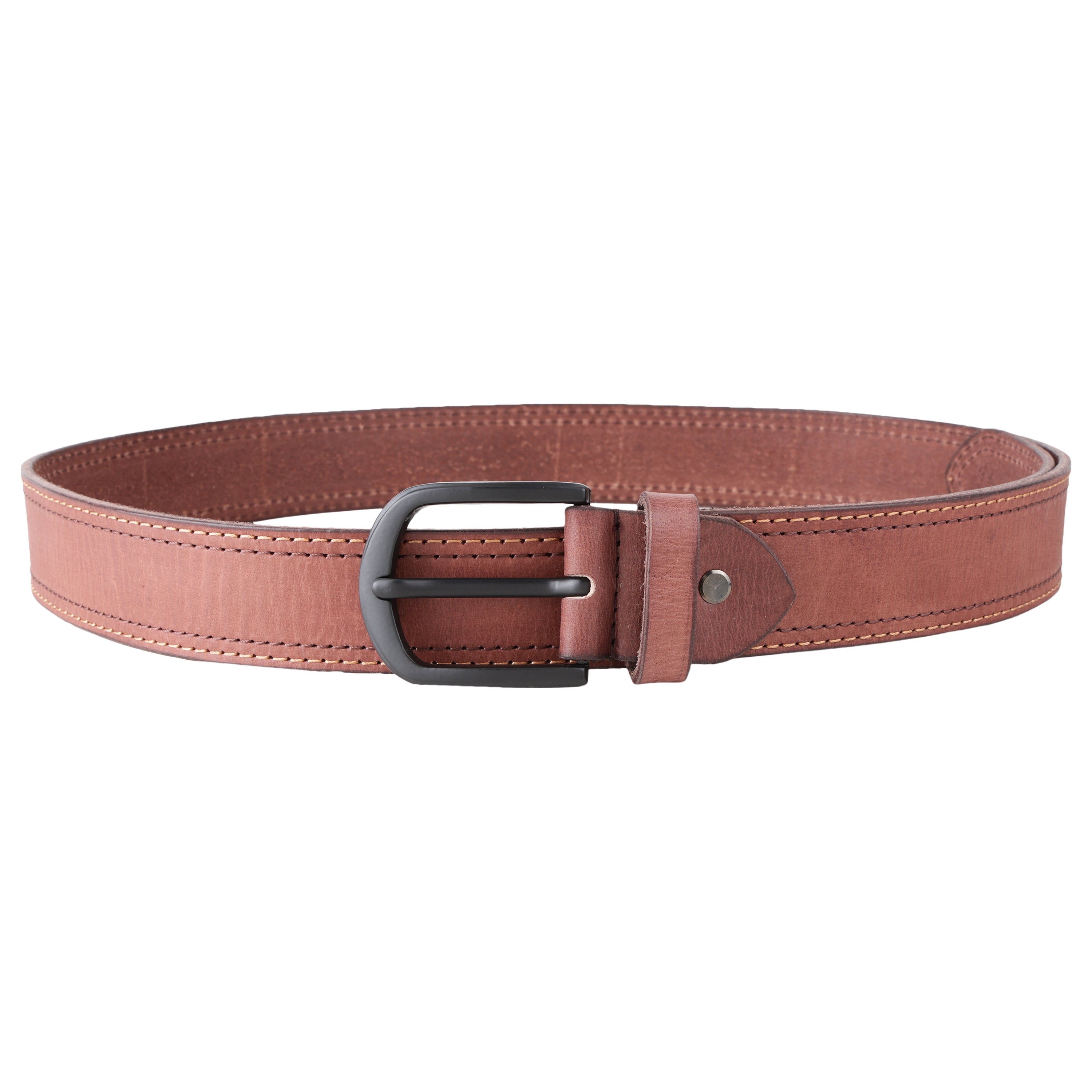 GENUINE LEATHER MEN'S BELT 35 MM OR 3.5 INCHES STYLISH DOUBLE STITCHED