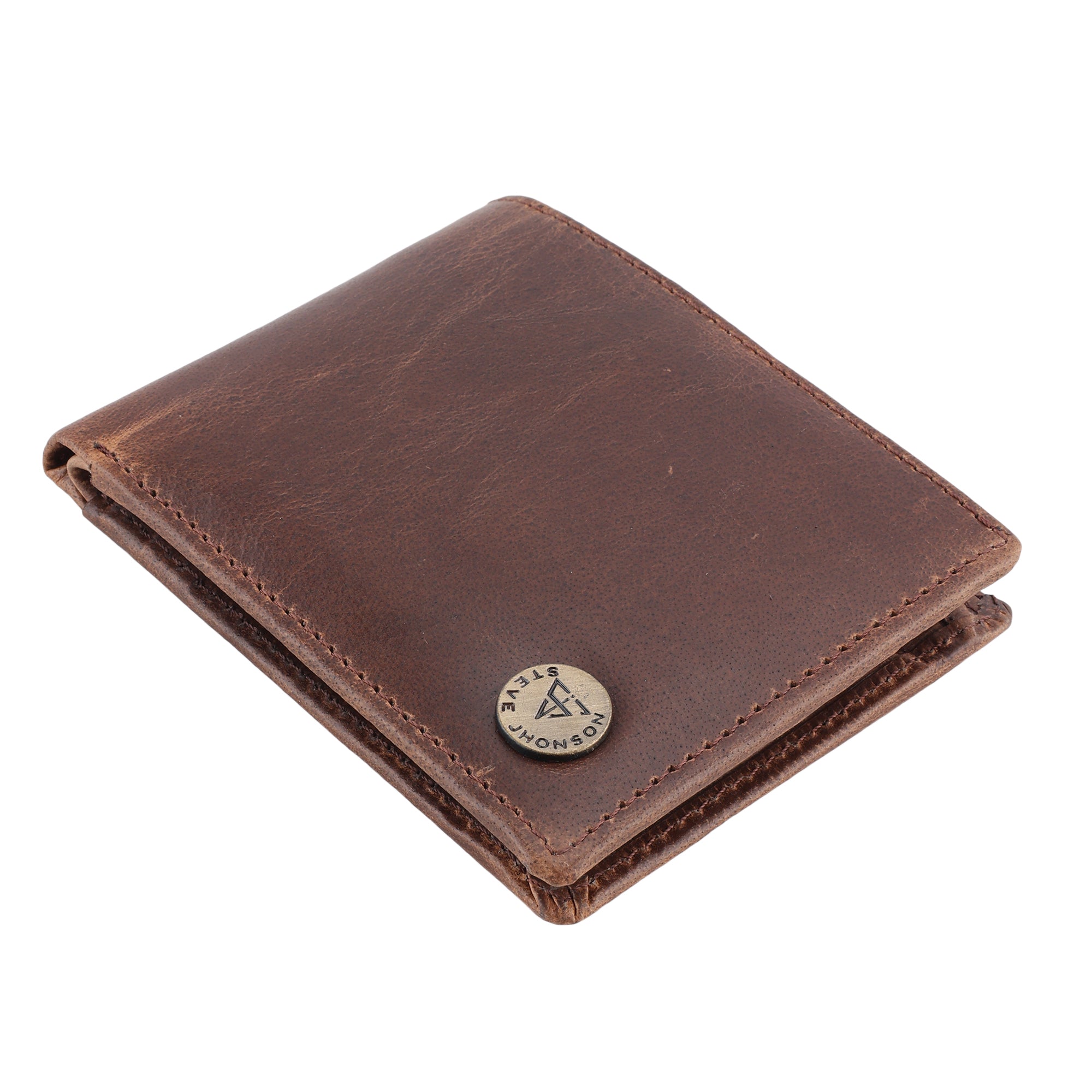 ( Card Slots Only )RFID Blocking Leather Bifold Wallet, Genuine Leather, Embossed Design, Card Slots