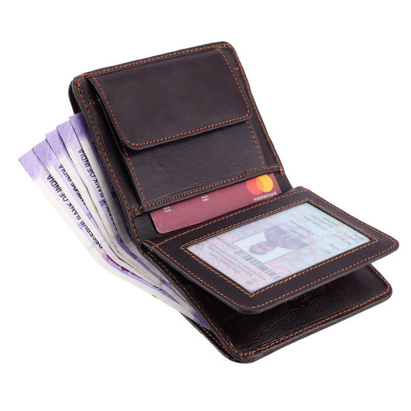 Genuine Leather Bi-Fold Wallet with RFID Blocking, Cash Card Holder with Multiple Slots, Made in Italian Leather