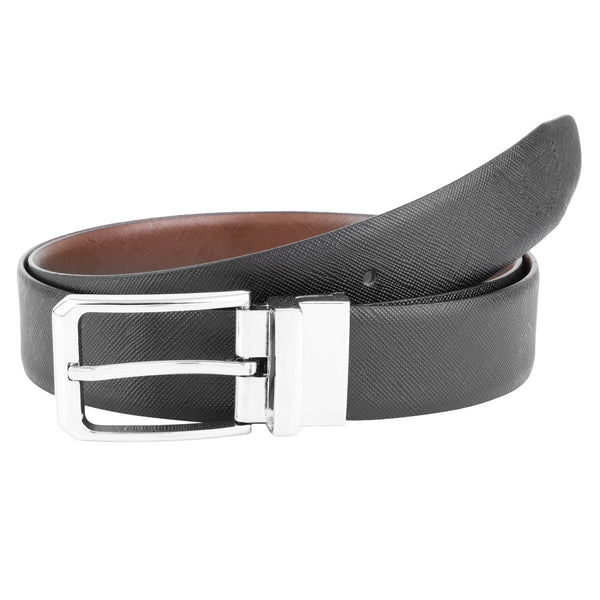 35mm or 3.5 Inches Genuine Leather Reversible Buckle Mens Belt Brown Black | Office Formal Party