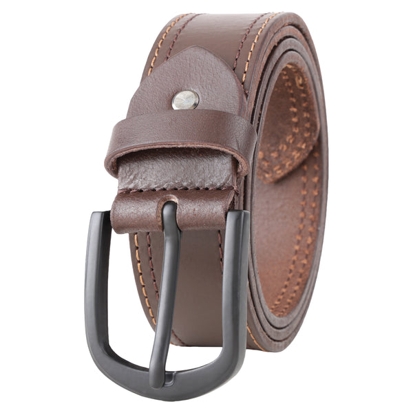 Genuine Leather Men's Belt 35 mm or 3.5 Inches Stylish Double Stitched