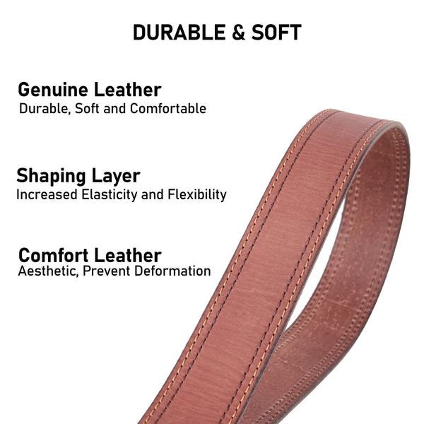 GENUINE LEATHER MEN'S BELT 35 MM OR 3.5 INCHES STYLISH DOUBLE STITCHED