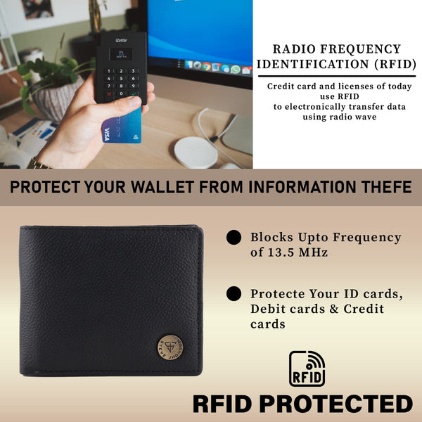 ( Card Slots Only )RFID Blocking Leather Bifold Wallet, Genuine Leather, Embossed Design, Card Slots