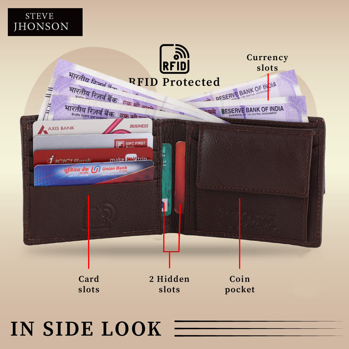 ( Card Slots & Coin Pocket ) Genuine Leather Mens Money Coin Wallet | RFID Protected Genuine Leather | Gift for Fathers Day, Valentine, Birthday, Raksha Bandhan