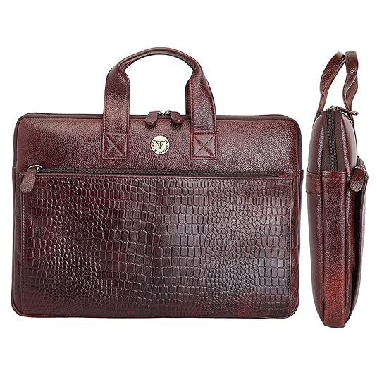 Pure Leather Slim Bag for Men/Women (SPACE FOR - Laptop/Tablet,Charger,1 Notebook & Card/pen)