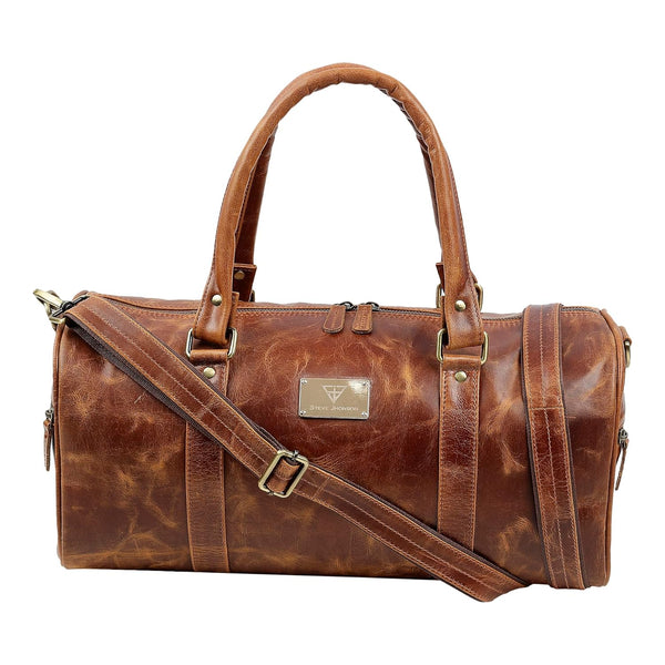 15 Inches Crunchy Natural Leather Duffel Gym Travel Weekender Cabin Size Bag